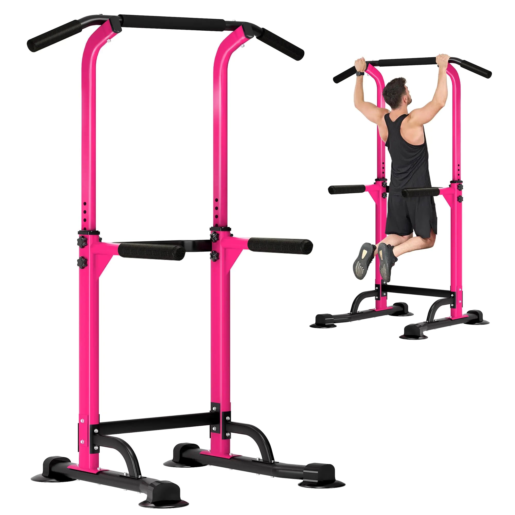 DlandHome Power Tower Dip Station Pull Up Bar for Home Gym Pull Up Bar Station Workout Equipment Strength Training FitnessPink My Store