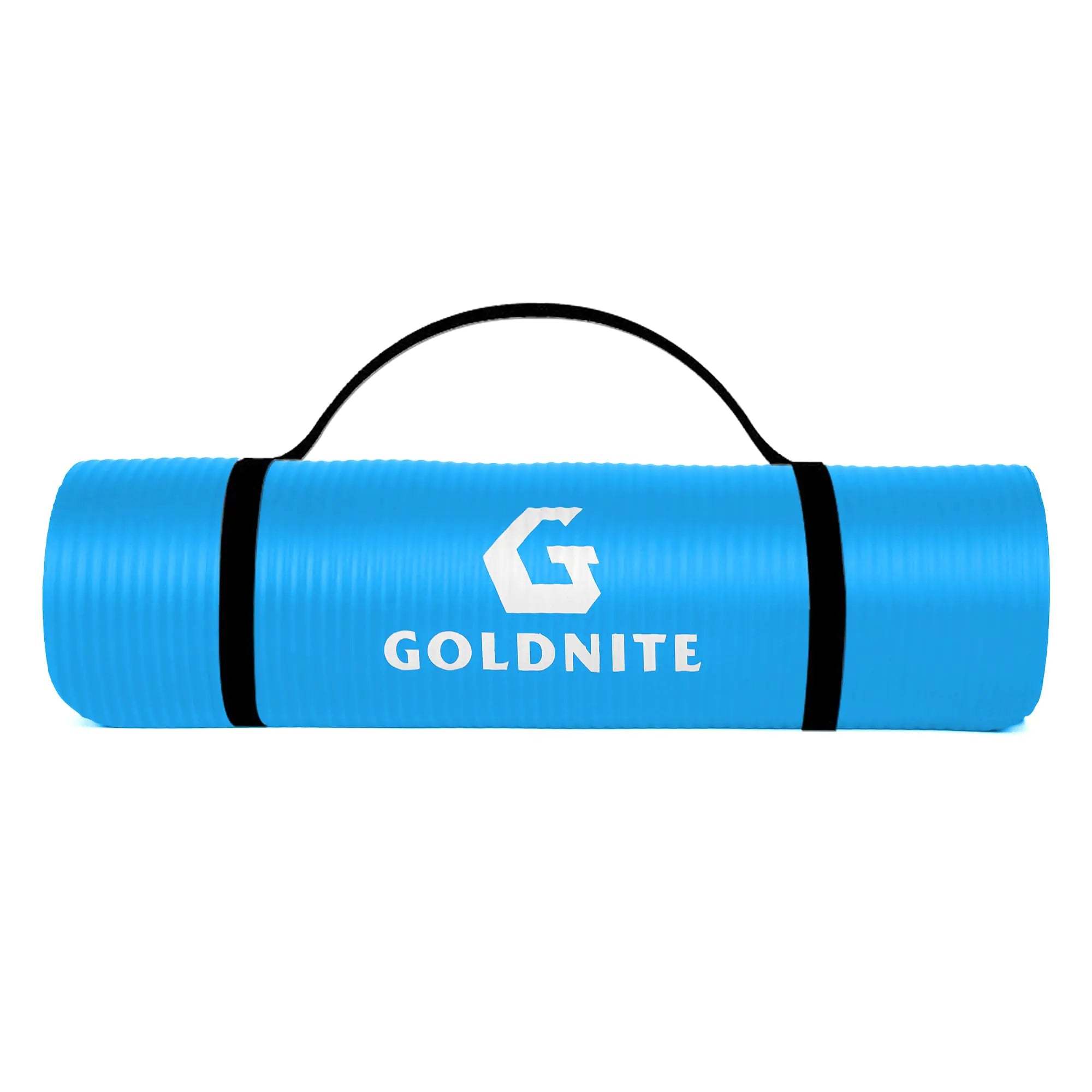 GOLDNITE Yoga Mat1/2 Inch Thick Blue Gymnastics Mats with Strap for Women Men Non-Slip Exercise Mat for Yoga Pilates Stretching and Home Workout Build-Cache