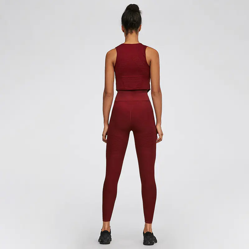 Seamless Stripe High-Waisted Workout Leggings Set My Store