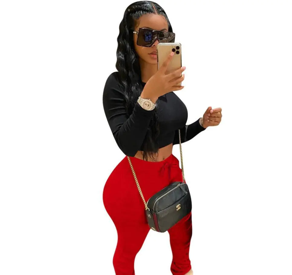 Women's Stacked Pleated Bell Bottom Workout Pants