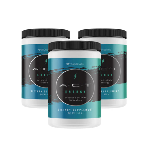 ACT Energy Natural Healthy Energy Drink 40 Calories A.C.T. By Youngevity (Ships Worldwide) Net Wt. 450 g (3 canisters)