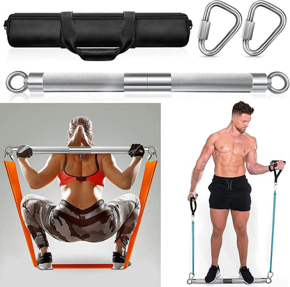 DASKING Detachable Resistance Bands Bar 30"/35.4"/38.5" Length Workout Bar Exercise Bar Max Load 500LBS for Home Gym Workout Full Body Workout Power Lifting Fitness Bar(No resistance bands) My Store
