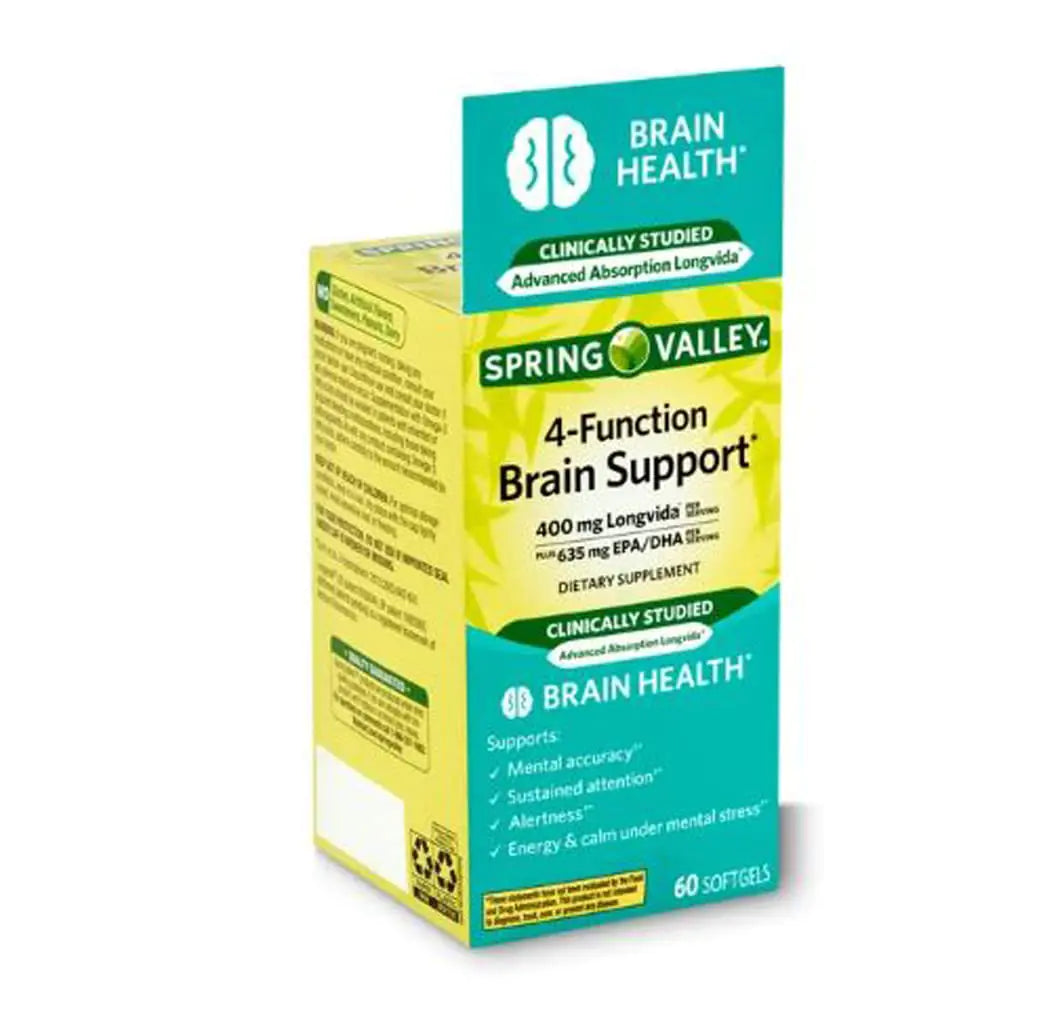 Spring Valley 4-Function Brain Support Dietary Supplement 60 Count Build-Cache