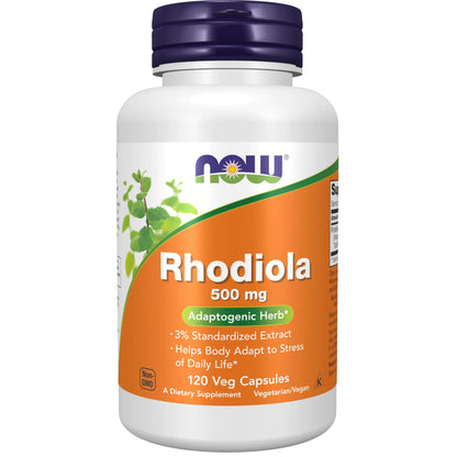 NOW Supplements Rhodiola 500 mg 120 Veg Capsules Build-Cache