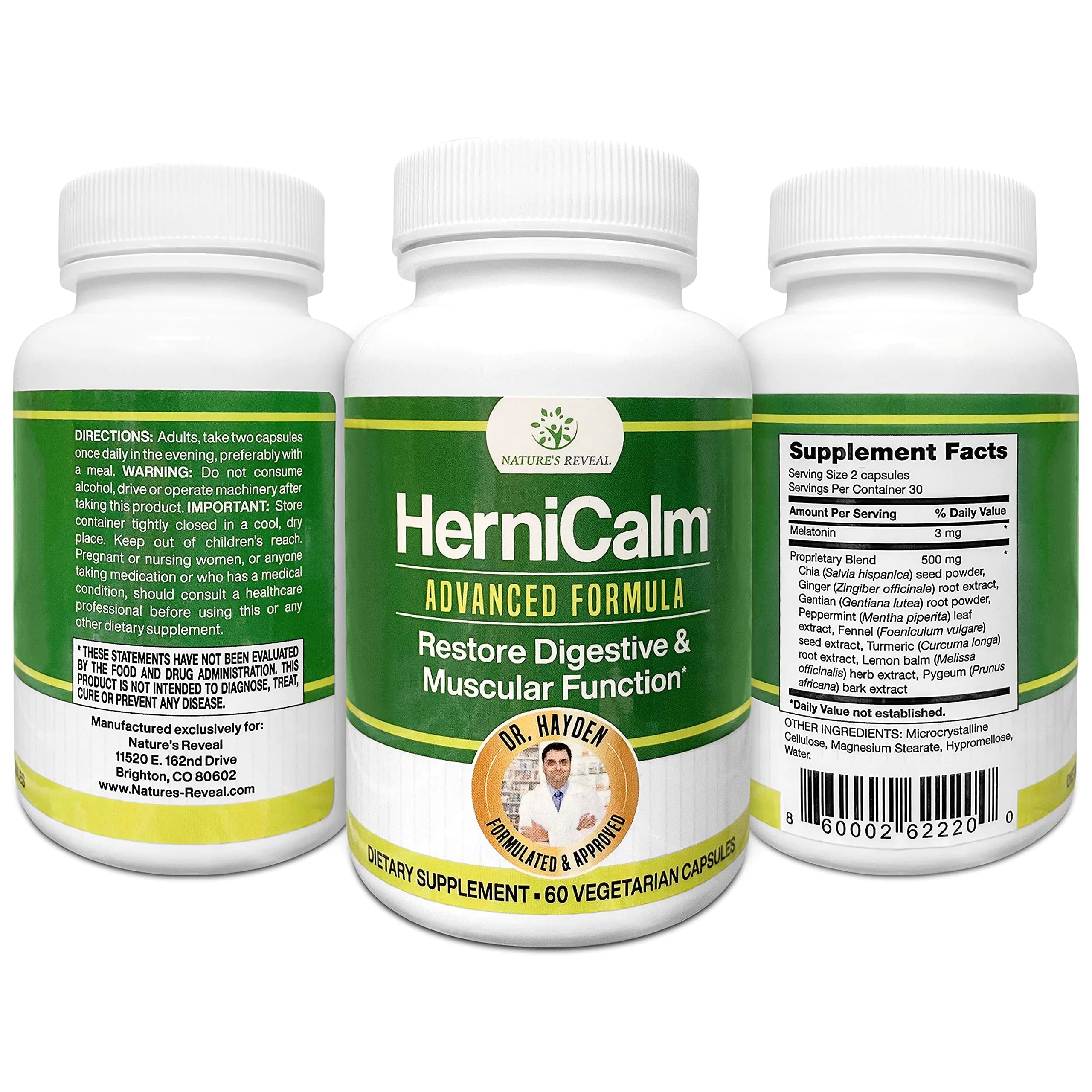 HerniCalm Dietary Supplement: Supporting Digestive Balance &amp; Muscular Harmony with Vegetarian Capsules Build-Cache