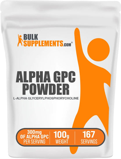 BulkSupplements.com Alpha GPC Powder - Choline Supplements Alpha GPC Choline Alpha GPC 300mg - Acetylcholine Supplements Brain Supplements - Gluten Free 600mg per Serving 100g (3.5 oz) Build-Cache