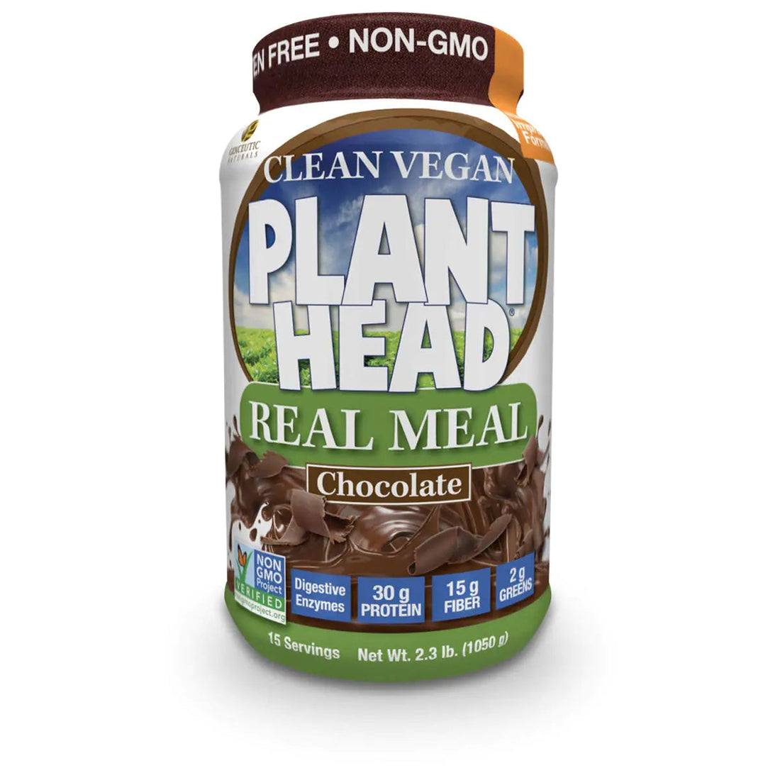 Genceutic Naturals Plant Head Real Meal Dietary Supplement Chocolate 2.3 Pound Build-Cache
