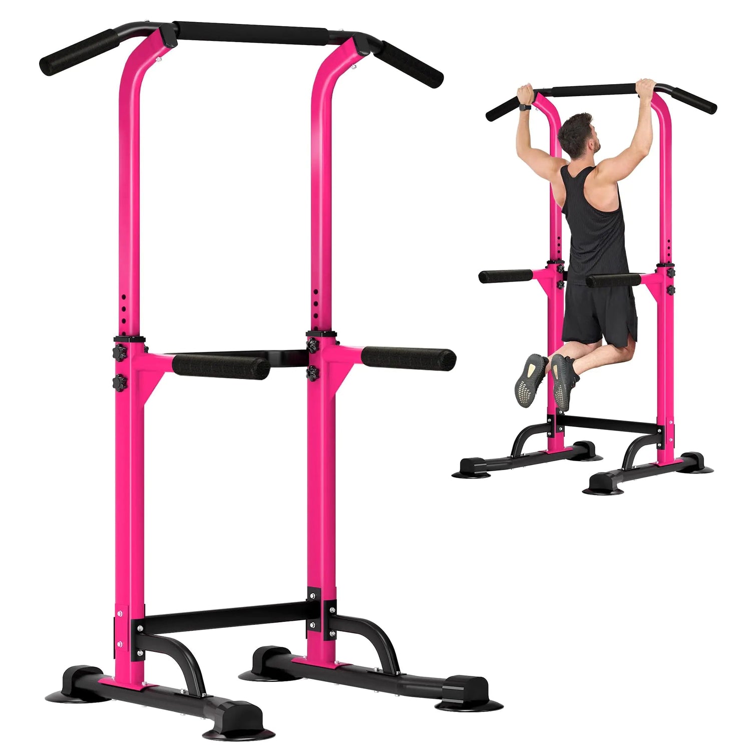 DlandHome Power Tower Dip Station Pull Up Bar for Home Gym Pull Up Bar Station Workout Equipment Strength Training FitnessPink My Store